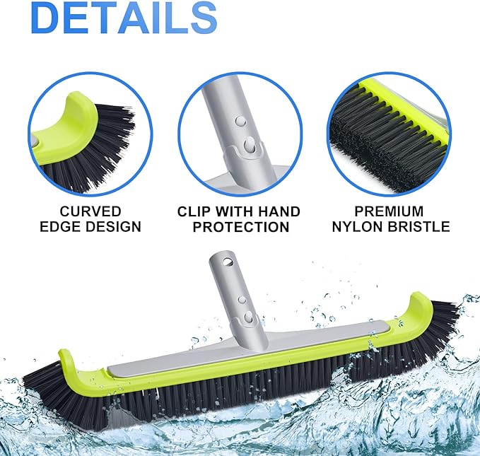 Sepetrel Pool Brush Head for Cleaning Walls,Heavy Duty Inground/Above Ground Swimming Pool Scrub Brushes with Premium Strong Bristle & Reinforced Aluminium Back