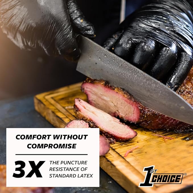 1st Choice Black Nitrile Gloves Disposable Latex-Free 5 Mil Textured for Cooking, Cleaning, Food Prep, Large, Box of 100