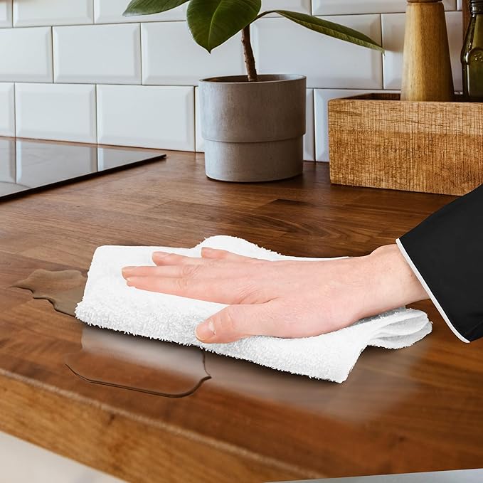 Avalon Towels Terry Bar Mop Towels (Value Pack of 36) Size 14"x17" – Absorbent and Durable, Multipurpose Cleaning Rags, Cotton Cleaning Cloths, Terry Cloth Rags, Reusable Shop Rag (White)