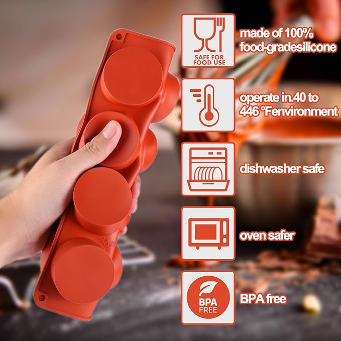 Mity rain Chocolate Bar Mold Deep, Silicone Dubai Chocolate Bar Pistachio Molds with Bags Scraper, Round Fix Chocolate Bar Dubai Candy Bar Mold for Filling Knafeh Pistachio Cream（2pc）