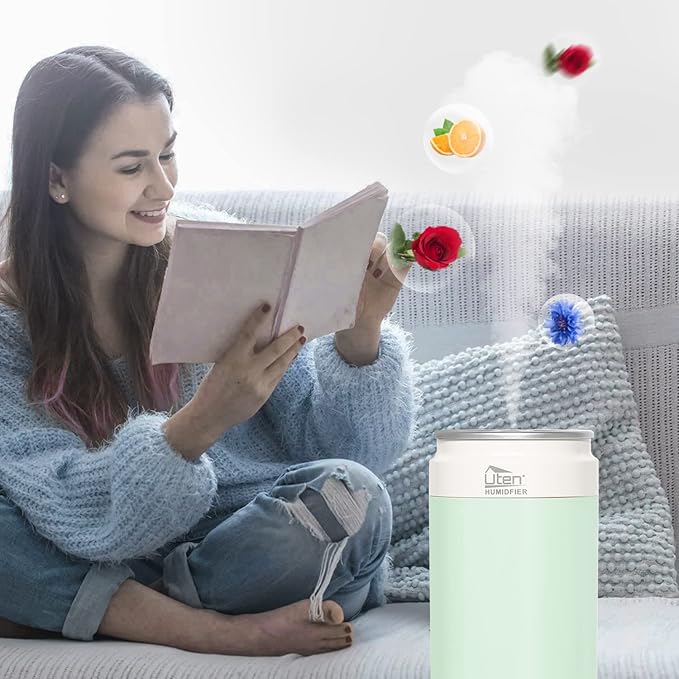 Humidifiers, Humidifier for Bedroom, Can Air Humidifier, Humidifiers for Home and Plants, USB Powered And Battery Powered Portable for Home Office Car Outdoor, 2 Mist Modes, Night Light, Auto-Off