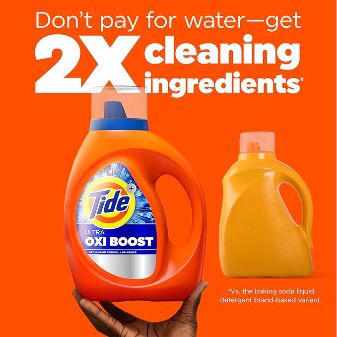 Tide Ultra Oxi Boost Liquid Laundry Detergent, 132 fl oz, 94 Loads, Advanced Stain Remover, Laundry Detergent Liquid with Extra Oxi Power (Packaging May Vary)