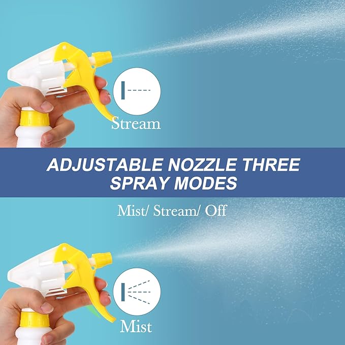 Eccliy 20 Pack 16oz Empty Spray Bottles, Leakproof Cleaning Bottles with Measurement and Adjustable Nozzle for Housekeeping, Commercial Use(Cylinder,Yellow Spray Head)