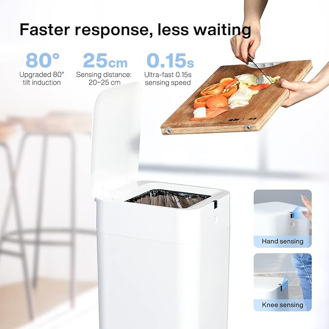 Airdeer Automatic Trash Can, 4 Gallon Self Sealing and Self-Changing Smart Trash Can, Motion Sensor, Touchless Garbage can with lid for Kitchen Bathroom Office, 6 Refill Rings(A1, Golden line)
