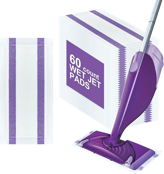 60 Count Disposable Wet Pads Refill for Swiffer Wet Jet Spray Mop,Wet Jet Pads for All Floor Types,Disposable Multi Surface Wet Jet Hardwood Floor Cleaner for swiffer Wet Pads Refill