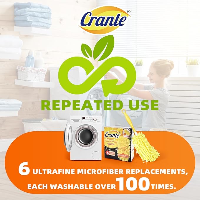 Duster Refills for Swiffer - Reusable Duster Refill Compatible with Duster Refill, 360° Dusters Refills 6 Pack + 1 Handle