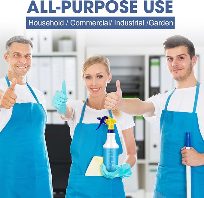 10 Pack Spray Bottles 16 oz Empty Water Spray Bottles for Cleaning Heavy Duty Refillable Squirt ‌container with Measurements Adjustable Nozzle for Household (Blue and Yellow,Stylish Style)