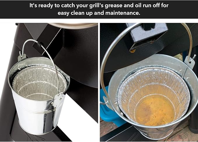 Stanbroil Grill Grease Bucket Replacement with 10-Pack Bucket Liners for Traeger 20/22/34 Series, Pit Boss, Camp Chef, Louisiana, etc Pellet Grill/Smoker, Silver