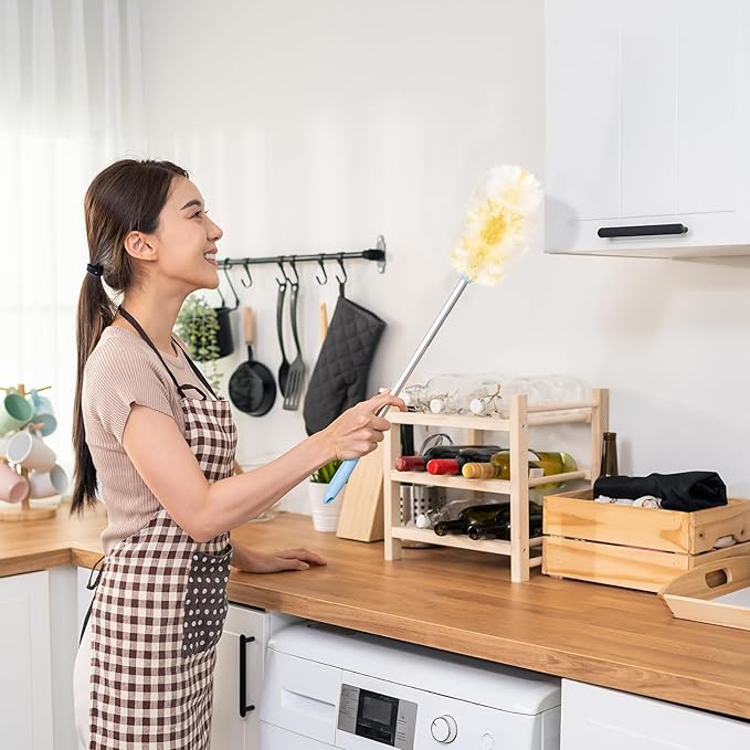 Vesici 400 Pcs Duster Refills Compatible with Swiffer Dusters Bulk Disposable Replacement Thickened with 1 Handle Heavy Duty for Cleaning, Office (Yellow)