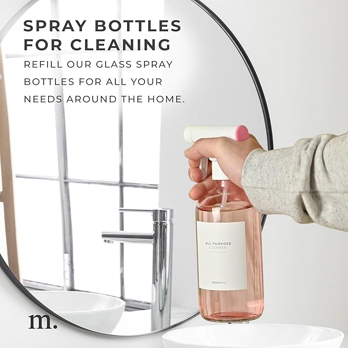 MaisoNovo Spray Bottle for Hair - 16.9 fl oz Pink x 2 with 16 Labels