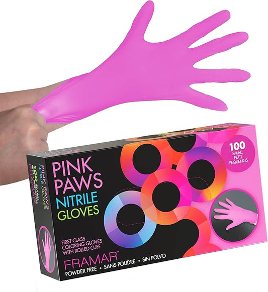 FRAMAR Pink Gloves Disposable Latex Free – Pink Nitrile Gloves Small, Disposable Glove Small, Powder Free, For Hair Dye, Salon, Cleaning, Tattoo, Food Prep, Mechanic, Extra Durable – 100 Pack