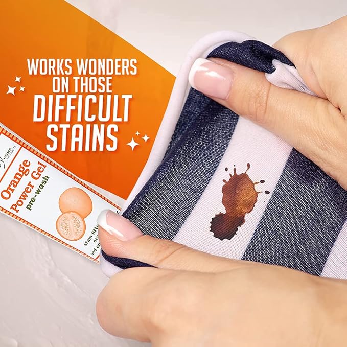 Stanley Home Products Orange Power Gel Pre Wash - Laundry Stain Remover - Spot Treat Tough Stains Works Immediately Cleans and Deodorizes Fabrics Ideal for Blood Oil Grease and More (6 Pack)