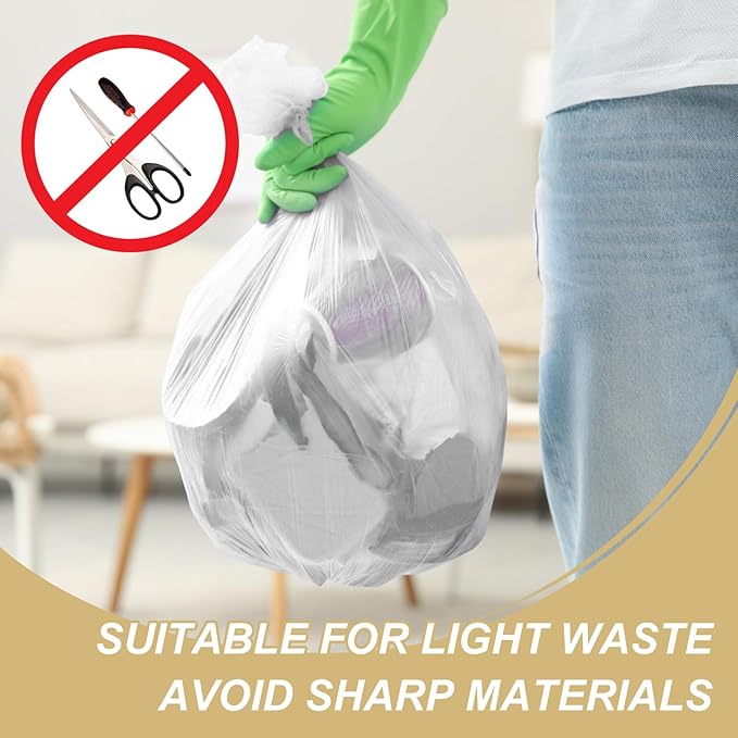 2.6 Gallon Small Trash Bags, Magesh 2.6 Gallon Trash Bag Strong, Leakage-Free, Small Garbage Bags Unscented Thick for Bathroom, Office, Kitchen Mini Trash Can, 100 Bags, Clear