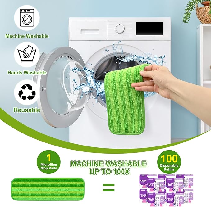 Upgraded Reusable Mop Pads Compatible with Swiffer PowerMop, Mop Refill Pads Replacement for Swiffer Power Mop Spray Mopping Pads for Multi-Surface Floor Cleaning, Quality Cationic Material & Washable