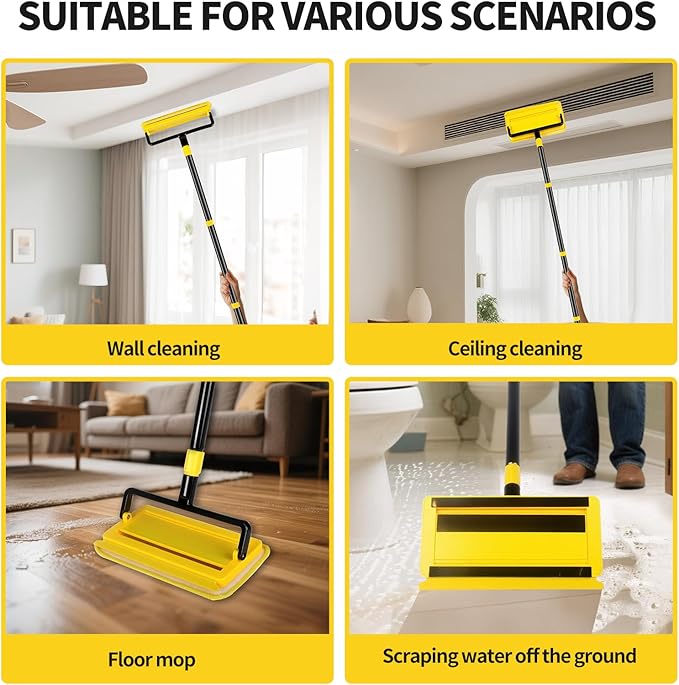 High Ceiling Fan Cleaner Duster for Fans Blades Cleaner with 78.7in Extension Pole Extra Long Handle Cleaning Tool，Reusable Chenille & Microfiber Mop Head for Baseboard Wall Floor Window Glass Wiper