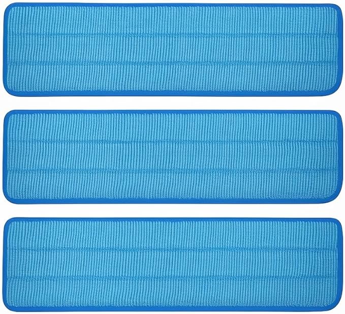 3 Pack Microfiber Pad Universal Commercial 17-18 Inch Head- Heavy Duty - Wet & Dry Commercial Cleaning Refills Reusable Mop Refills Fit for Most Microfiber Flat Mop System