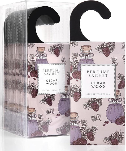 ROSE COTTAGE Large 12 Packs Cedar Wood Hanging Closet Deodorizer Air Freshener Long Lasting Scented Sachets Smell Goods for House