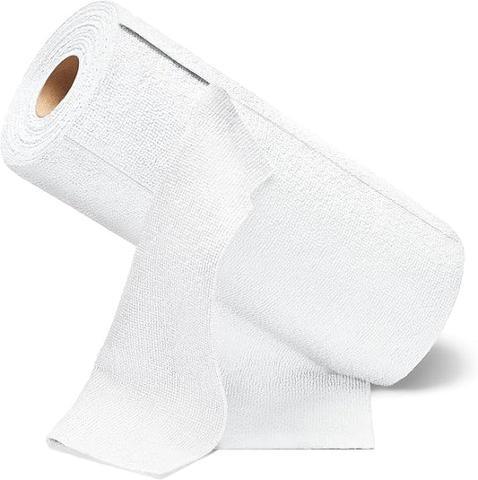 Fantasticlean Kitchen Dish Towels, Tear-Away Microfiber Towel Roll, Super Absorbent, Reusable Premium Dishcloths, Fast Drying Dish Rags, 50 Sheet, 12'' x 12'' (White)