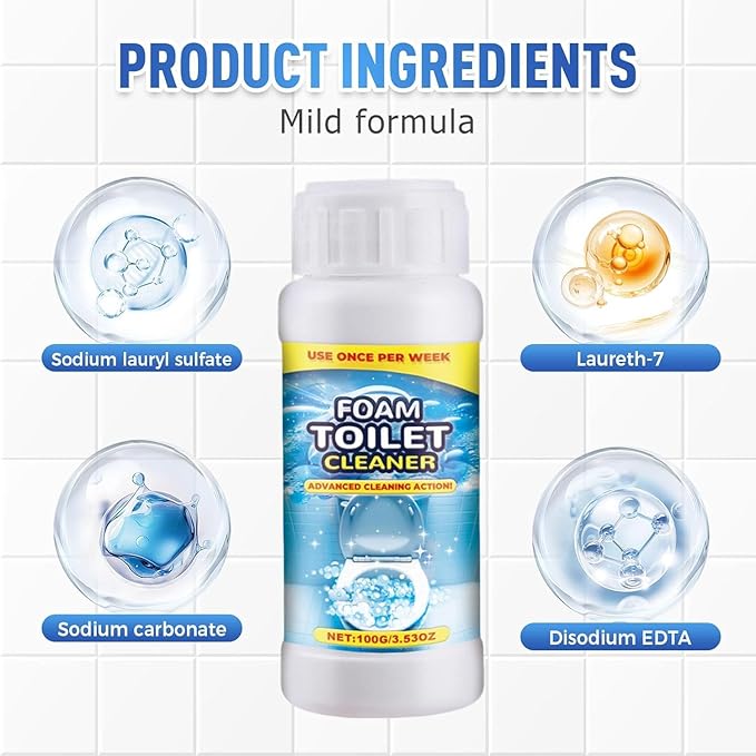 2pcs Foam Toilet Cleaner, 2025 New Powerful Toilet Bowl Cleaner, Advanced Home Bathroom Cleaning Solution，Powerful Instant Bowl Cleaner for Toilets & Squatting Pans