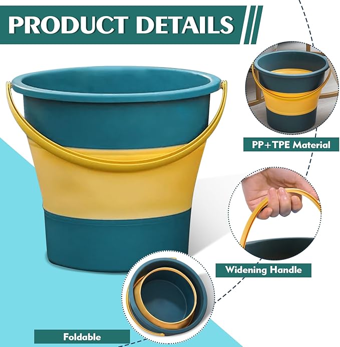 Collapsible Bucket 4.5 Gallon/17L Large Plastic Household Cleaning Mop Buckets Foldable Water Bucket for Car Wash Fishing Camping Beach (Blue-Large)
