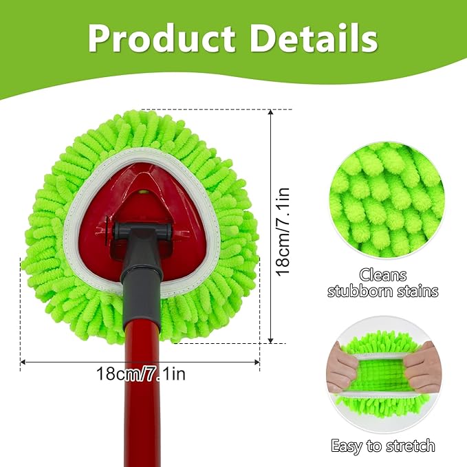 6 Pack Mop Replace Heads Mop Heads Replacements for O-Cedar RinseClean 2-Tank Spin Mop System,Chenille&Microfiber Mop Head Refills for Multi-Surface Floor Dry/Wet Use,Reusable and Washable,Green