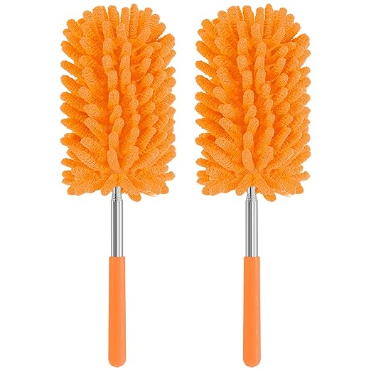 Mini Duster for Cleaning, 360° Bendable Hand Dusters with Extension Pole, Washable Small Duster for Car Interior, Office, Furniture
