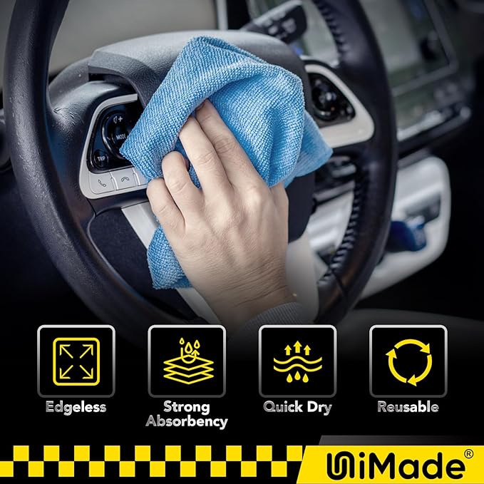 Shop Towels, 100 Pack Commercial Grade Work Rags Microfiber Towels for Cars Cleaning Rags Bulk Detailing Cloth for Automotive Bar Mechanic Restaurant Garage Housekeeping, 11.5"x 11.5", Blue