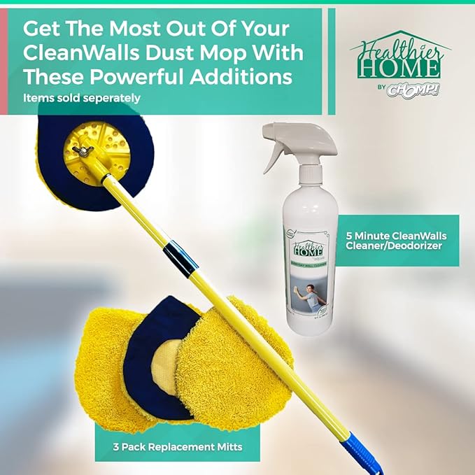 CHOMP! Painted Wall Cleaner Spray: Healthier Home 5-Minute CleanWalls 4-in-1 Multipurpose, Ceiling and Baseboard Cleaning - Dirt, Dust, Odor and Stain Remover - 128 Oz (Meadow Breeze)