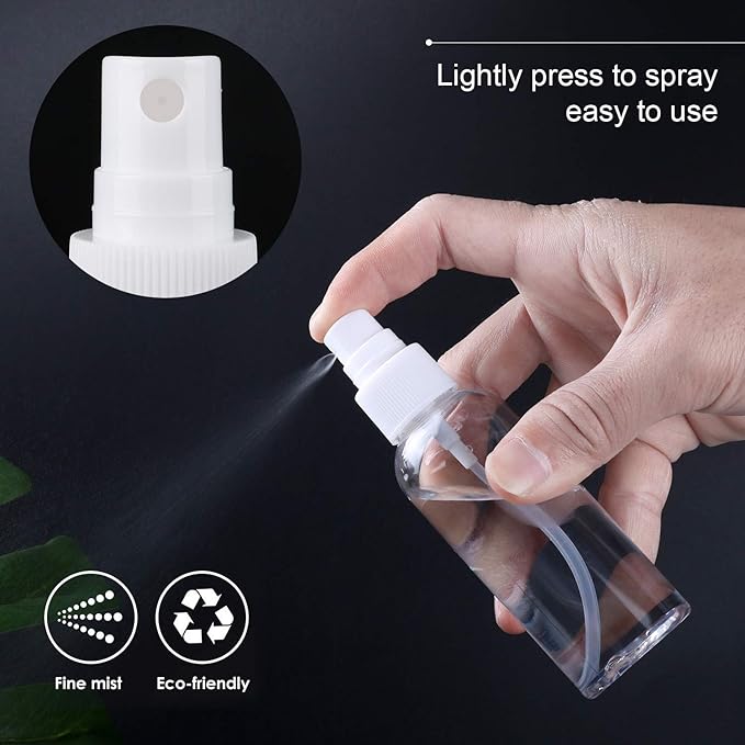 TRENDBOX 12 Pack Empty Transparent Plastic Fine Mist Spray Bottle 60 ml (2 oz)