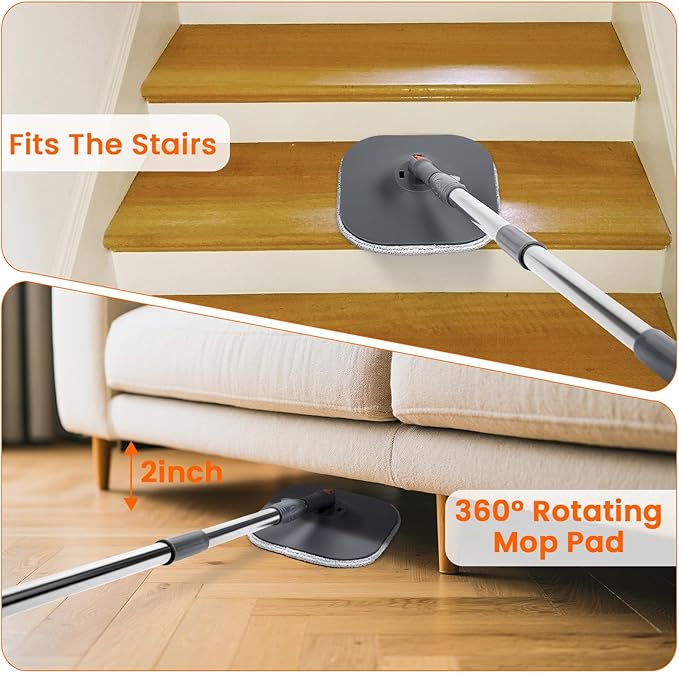 Chabatree Mop and Bucket Set，Spin Mop and Bucket Set with Separate Dirty and Clean Water，2 Replaceable Mop Pads，Deep-Cleaning Mops for Floors, Versatile Mops for Walls