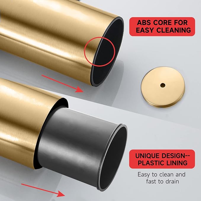 Toilet Brush with Holder for Bathroom Toilet Bowl Brush Holder Toilet Bowl Cleaner Brush Wall Mounted Toilet Brush Brushed Gold