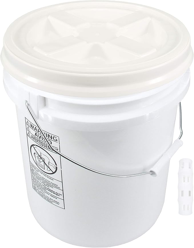 Poly Farm 100 mil Extra Heavy Duty 20 Liter (5.28 Gallon) Gamma Seal Bucket (White)