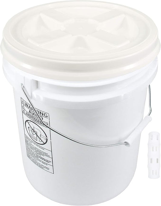 Poly Farm 100 mil Extra Heavy Duty 20 Liter (5.28 Gallon) Gamma Seal Bucket (White)