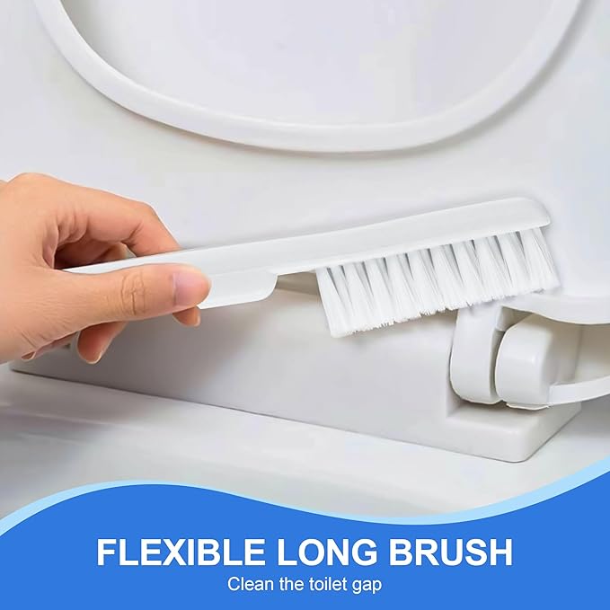 Toilet Brush and Plunger, 3 in 1 Toilet Bowl Brush and Holder with Crevice Cleaning Brush Wall Mounted Household Bathroom Cleaning Tools Combo Set(White-Gray)