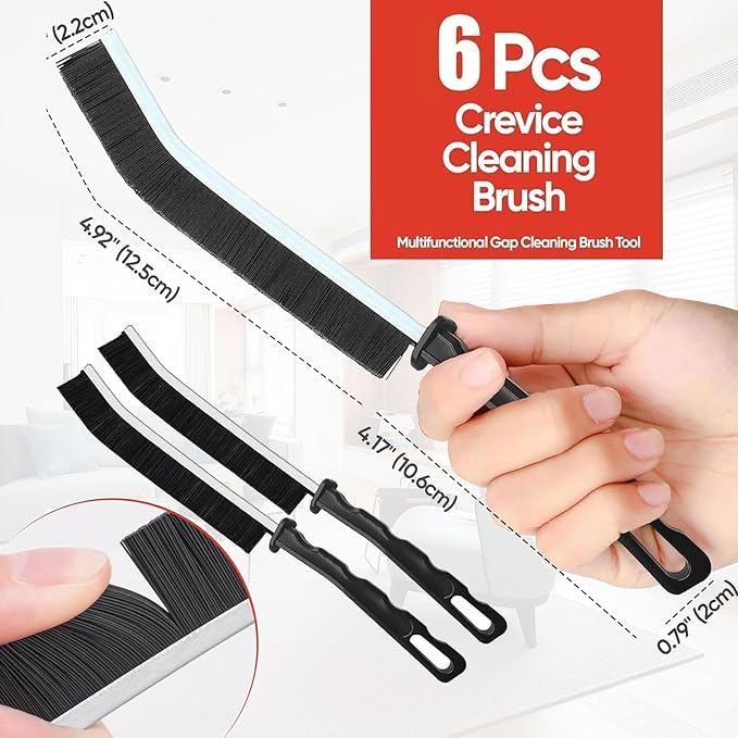 Crevice Cleaning Brush,6 Pieces Stainless Steel Bristle Brushes for Bathroom, Kitchen, Appliances,Corner,Gap Cleaning Brush