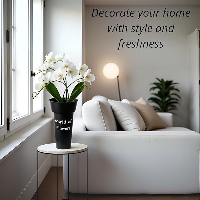 VITAGIR. Set of 6 Buckets for Cut Flowers in Plastic Black Matte Color 14 Inch, Flower Buckets for Flower Bar Ideal for Displaying Flowers in Florist Shop or as Home. (Black)