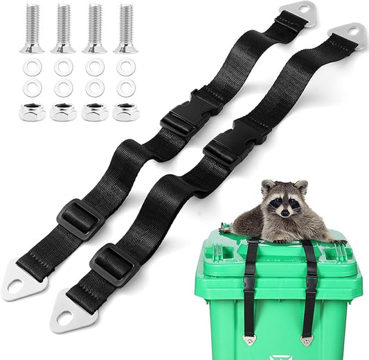 2 Set Bear Proof Trash Can Lock，Strong Buckle Straps Trash Can Locks for Raccoon Bear Proof，Adjuest 19.6" Garbage Can Locks Suitable for Outdoor Proof Animals