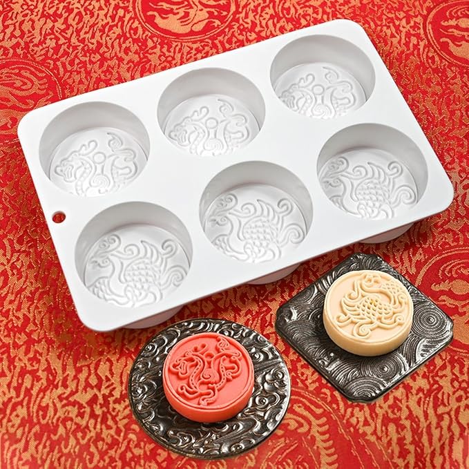 TUKE Silicone Mold Dragon and Phoenix Non-Stick Food Grade Silicone Molds for Chocolate, Candy, Jelly, Ice Cube, Cupcake Baking Mould, Muffin Pan (Dragon Phoenix G)