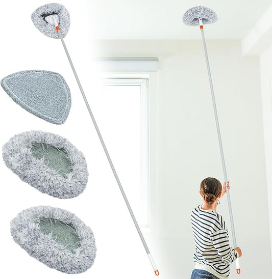 Wall Cleaner Mop with 82" Long Handled Baseboard Cleaner Tool with 3 Replacement Pads Ceiling Duster Tool for Walls Window, Floor, Ceiling, Baseboard