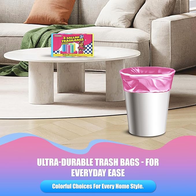 Small Trash Bags 3 Gallon -150 Count Mini Garbage Bags Unscented,12 Liter Colored Plastic Trash Can Liners,Strong Wastebasket Liners for Bathroom Toilet and Home