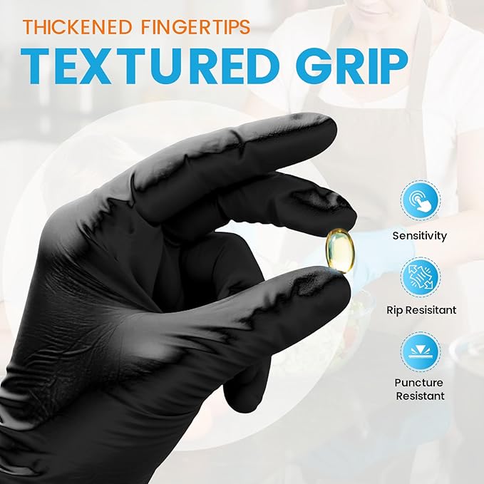 6 mil Disposable Nitrile Gloves, Heavy Duty Disposable Glove, Cooking Gloves, Latex Free, Powder Free