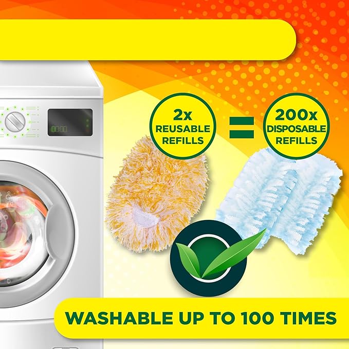 Microfiber Reusable Refills for Swiffer Hand Duster, 360 Degree Dry Duster Heavy Duty Refills, 2-Pack (Handle is Not Included) Air Dry Only