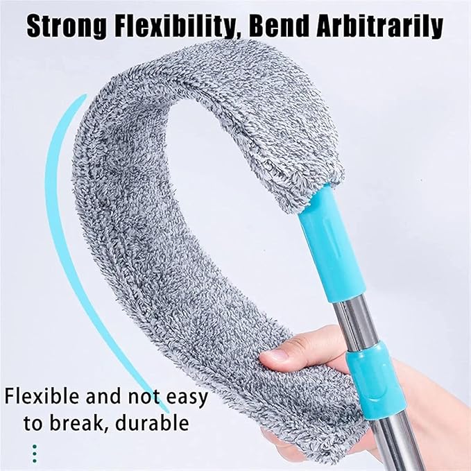 Retractable Gap Dust Clean Under Appliance Microfiber Duster Dust Cleaning Brush with Extendable 3 Pole (31.5''-59.1''),Bendable Removable Washable Gap Dust Cleaner for Sofa Bed Furniture Bottom