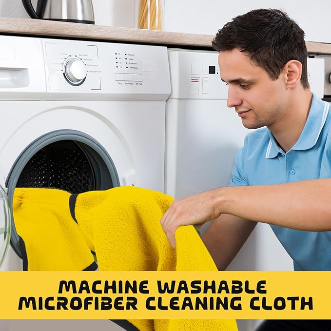 Tallew 50 Pcs Microfiber Towels 16 Inch x 16 Inch Microfiber Cloth Car Drying Towels for Cars Washing Polishing Office Windows Cleaning Household Supplies (Yellow)