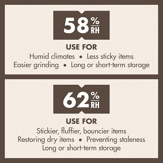Boveda 58% Two-Way Humidity Control Packs For Storing 1 lb – Size 67 – 12 Pack – Moisture Absorbers for Storage Containers – Humidifier Packs – Individually Wrapped Hydration Packets