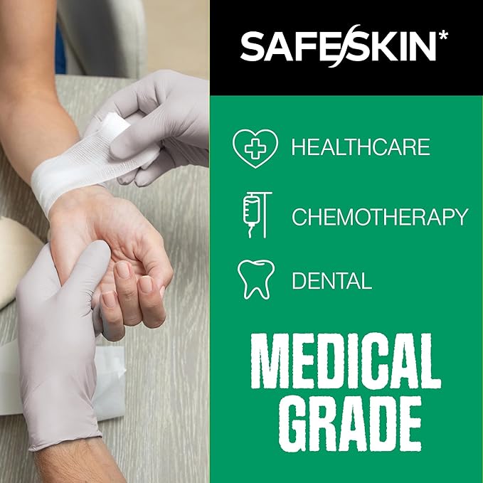 SAFESKIN Nitrile Exam Gloves Disposable Powder-Free Gloves for Medical, Dental, Cleaning, Cooking, Chemotherapy, 3.5 Mil Gray