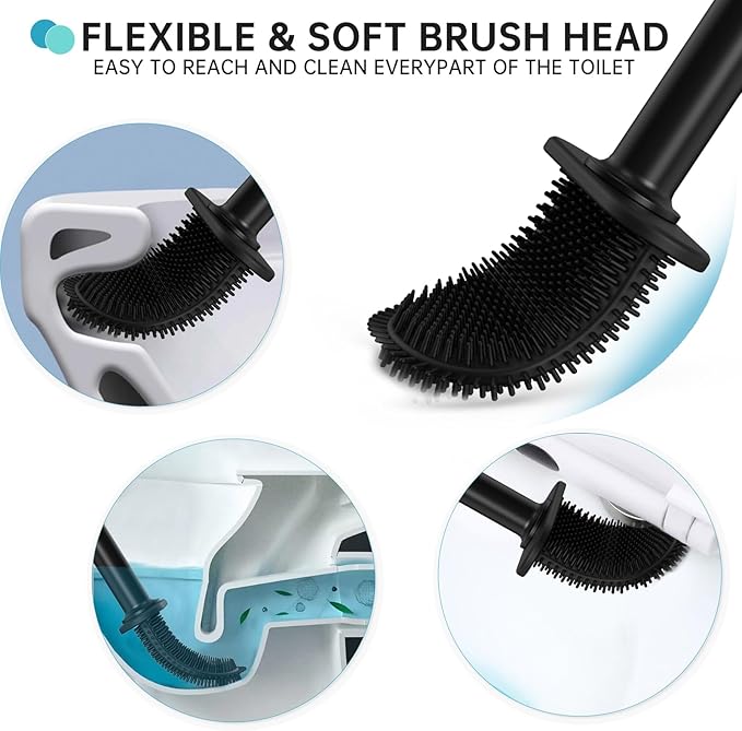 rv Essentials, RV Toilet Brush, Toilet Brush Silicone Won't Damage Toilets, Wall Mounted Toilet Brush-Anti-Roll, Anti-Drip Design, Suitable for RV Travel Trailers and Campers, Made by RVers for RVers