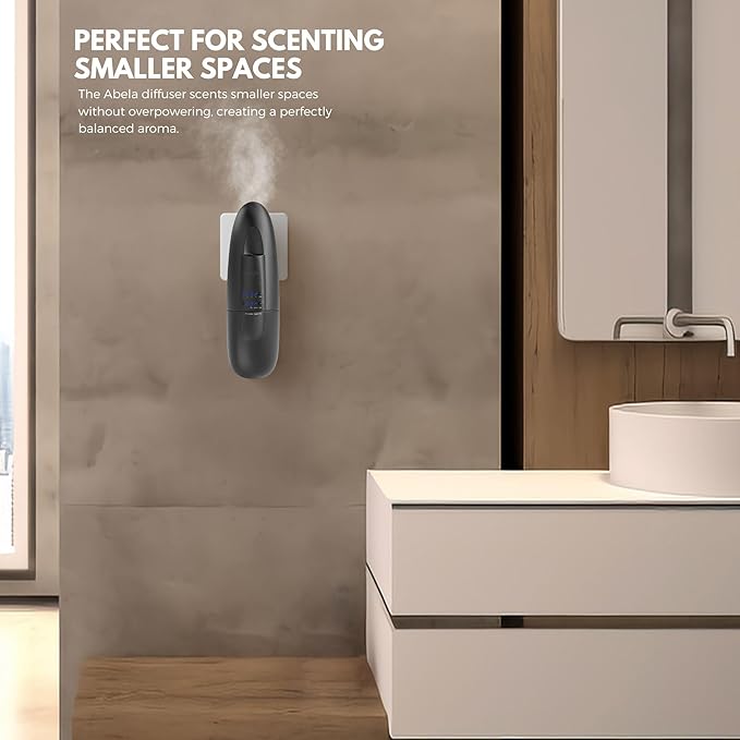 Levona Scent Abela 100 - Essential Oil Diffuser & Plug in Air Freshener for Home, Office and Hotel Use, Waterless Diffuser & Nebulizer - Matte Black, 500 sqft (Button Control, Oil Not Included)