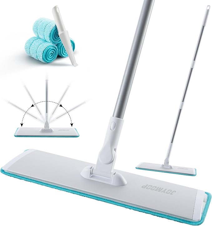 JOYMOOP 18 Inch Commercial Dust Mop for Hardwood Floors, Heavy Duty Industrial Wet Dry Mops with Telescopic Handle, Includes 3 Microfiber Mop Pads