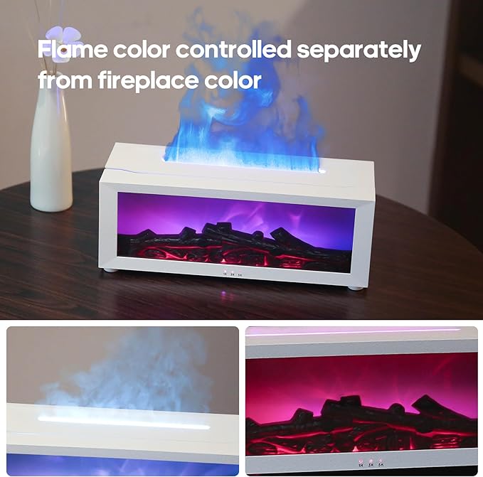 Essential Oil Air Diffuser with Remote Control,Flame Colorful Water Vapor Fireplace Fire Humidifier for Aromatherapy Aroma Machine for Room Bedroom,[Timer and Auto Off Protection]